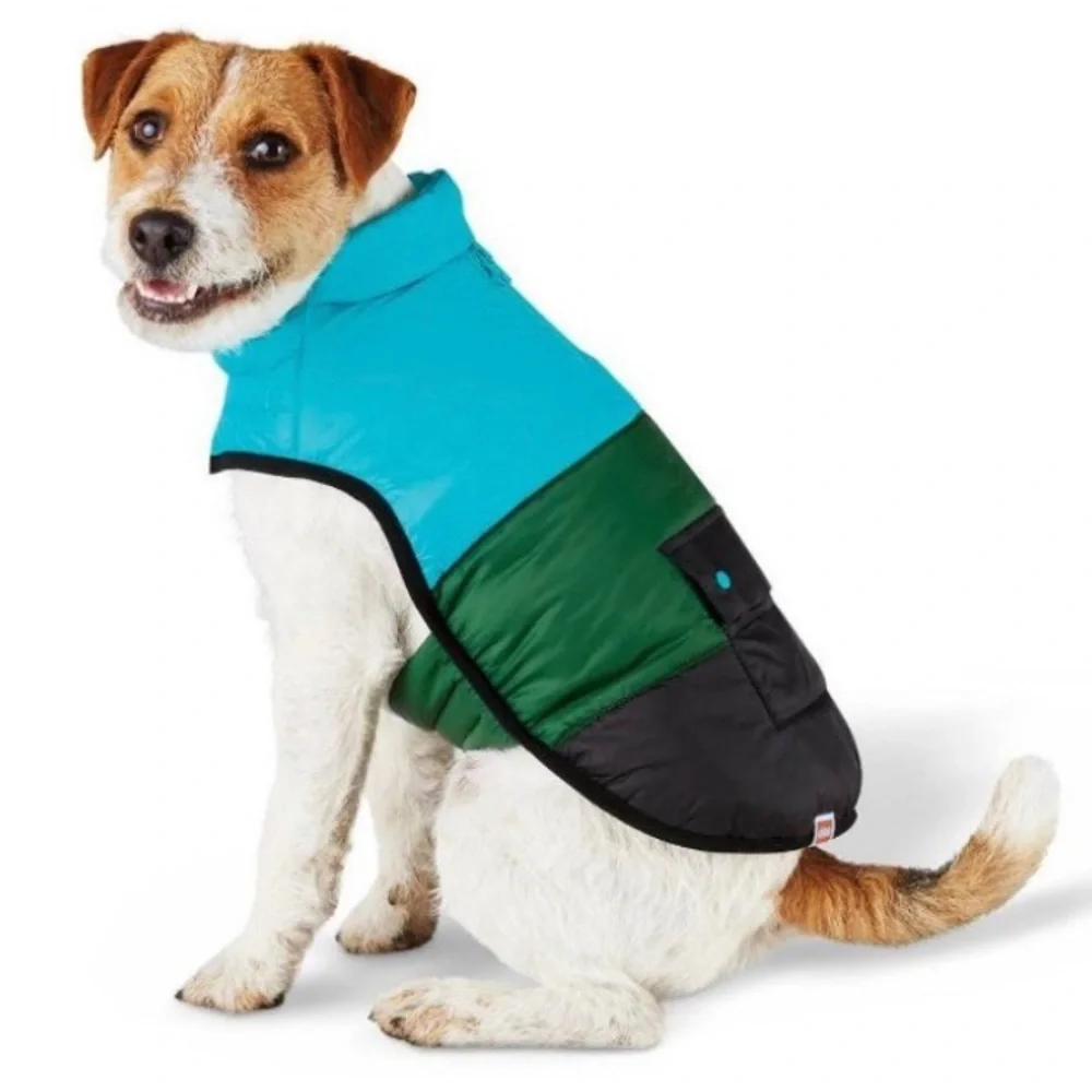 LEGO Collection Dog and Cat Color Block Puffer - Black/Green/Teal